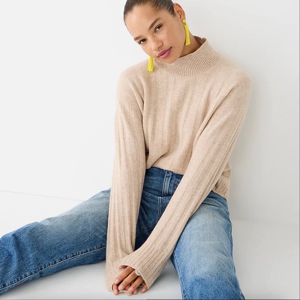 J Crew Ribbed mockneck sweater in Supersoft yarn